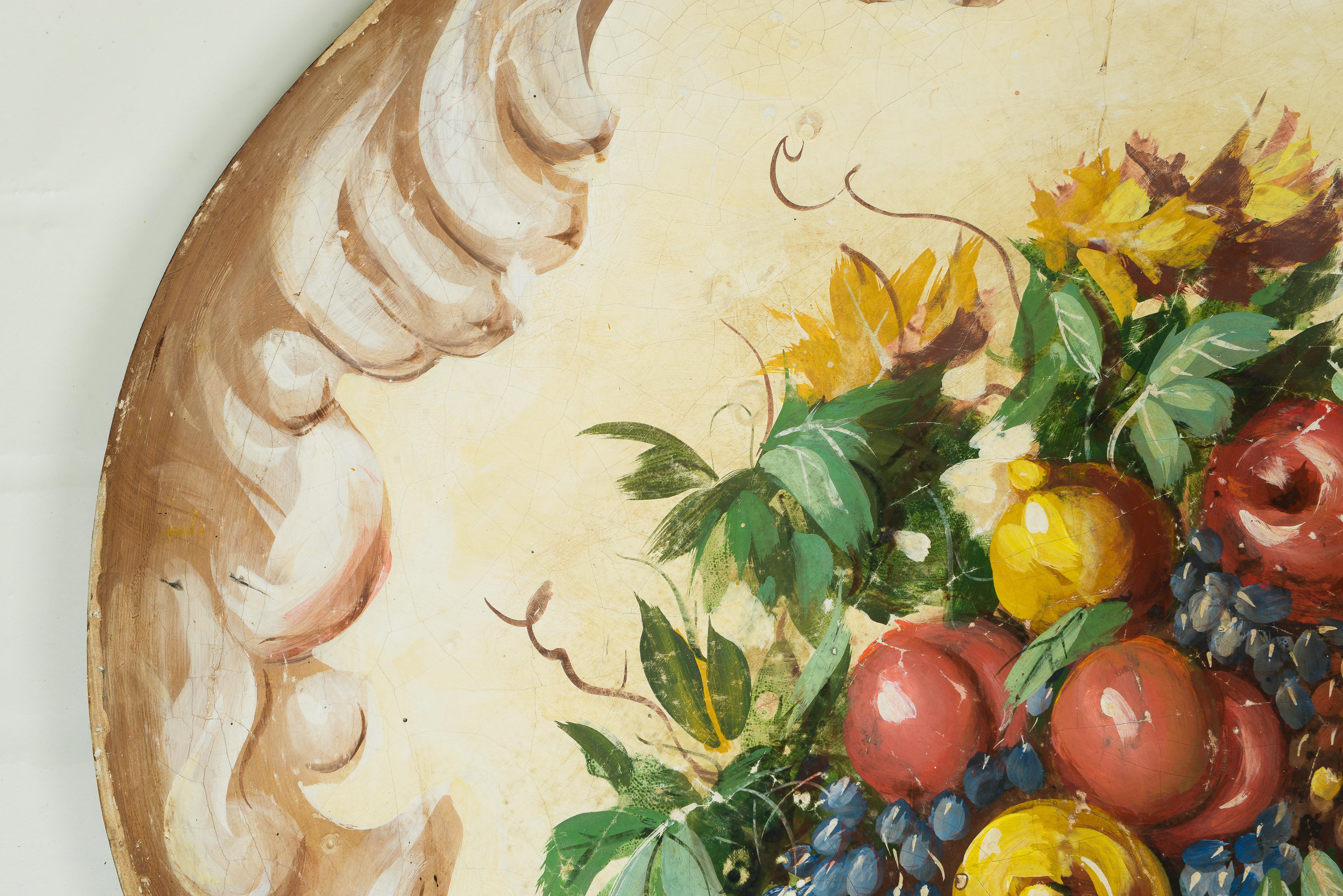 An Italian Decorative Oval Panel of Fruit and Flowers For Sale 3