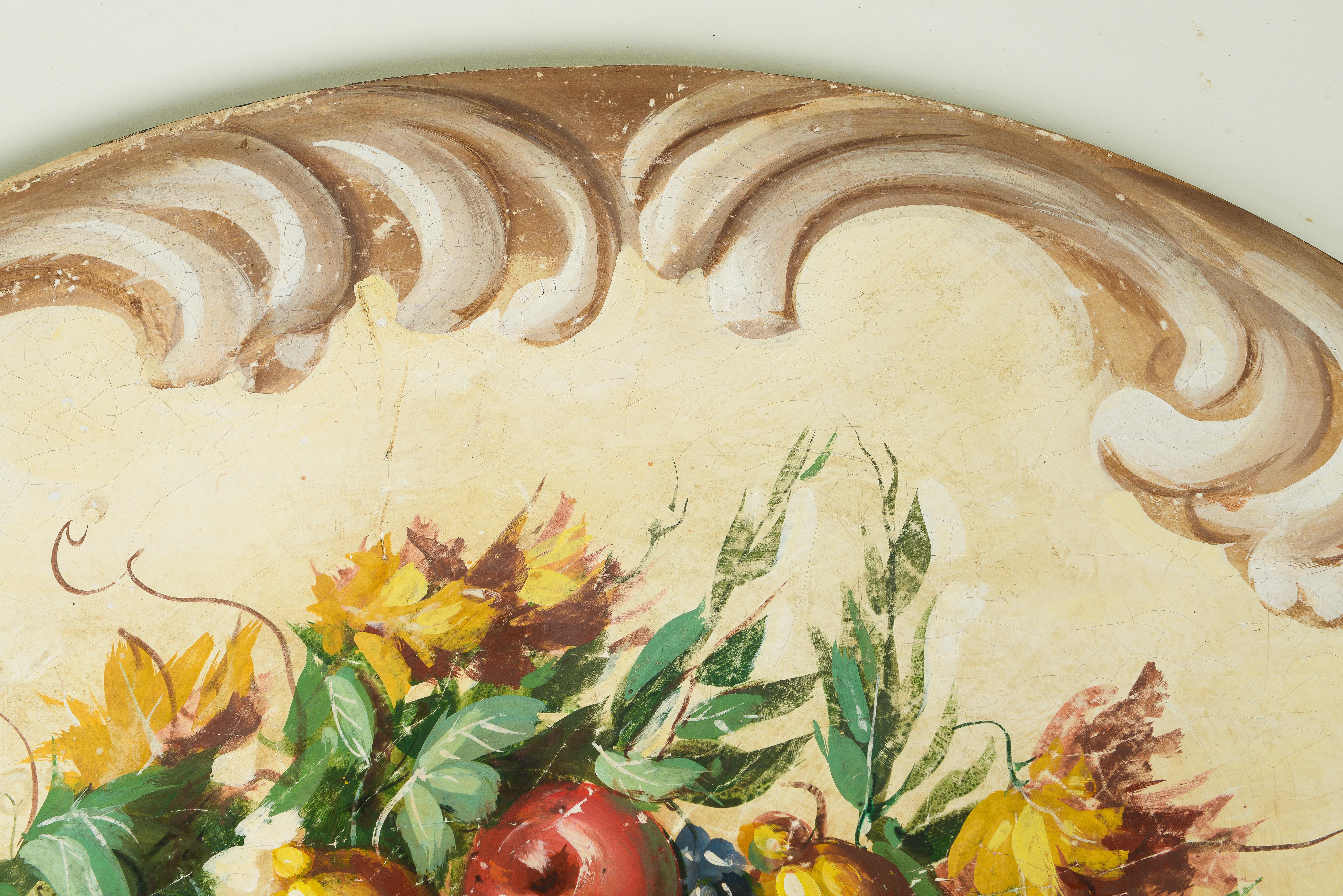 An Italian Decorative Oval Panel of Fruit and Flowers For Sale 4