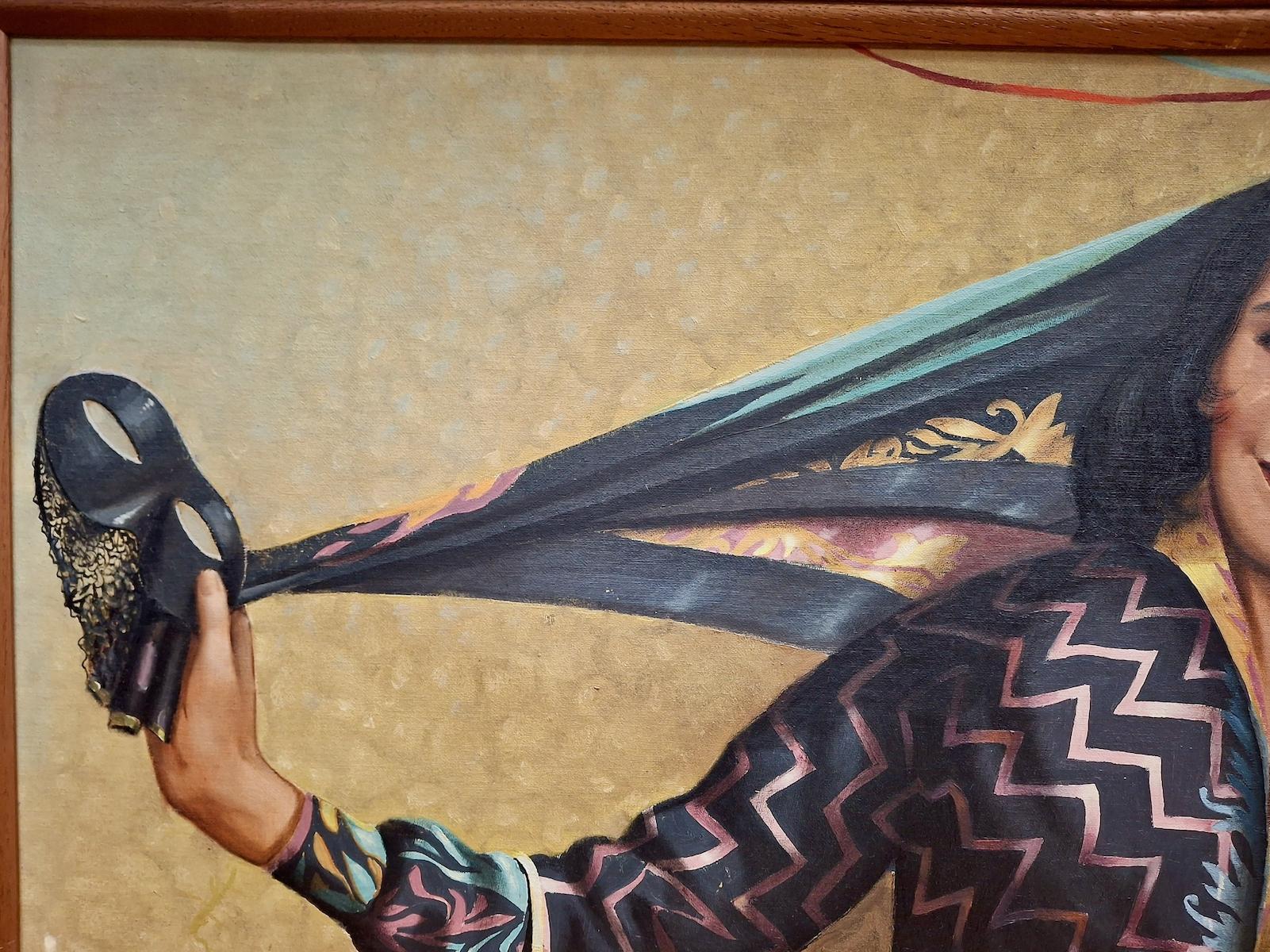 Une femme démasquée - Painting de Unknown