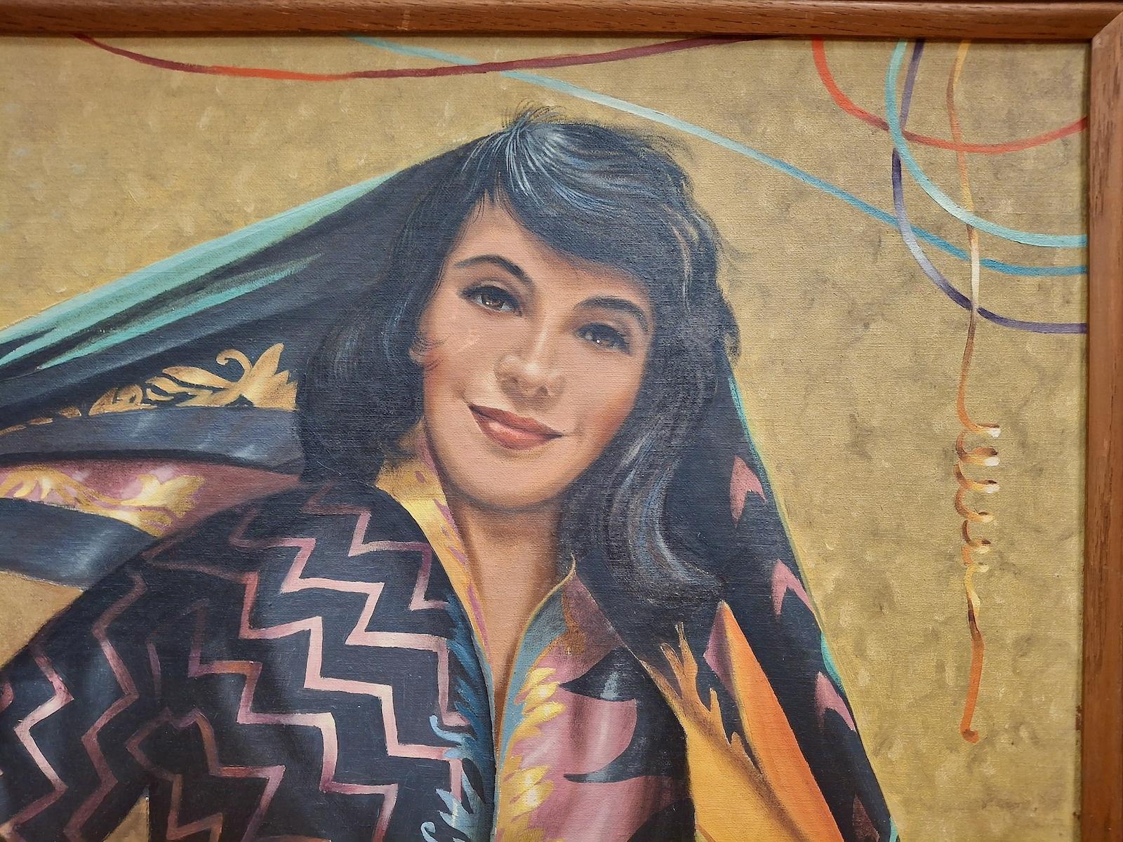 Une femme démasquée - Modernisme américain Painting par Unknown