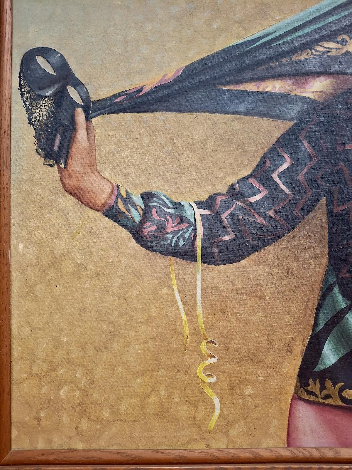 Une femme démasquée - Marron Figurative Painting par Unknown