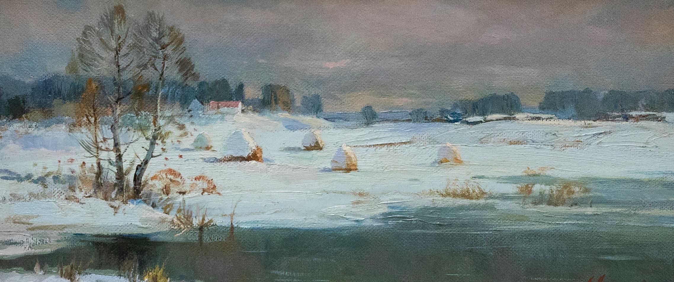 Anatoly Nikolaevich Ladnov (b.1935) - Russian  20th Century Oil, A Frosty Day - Painting by Unknown