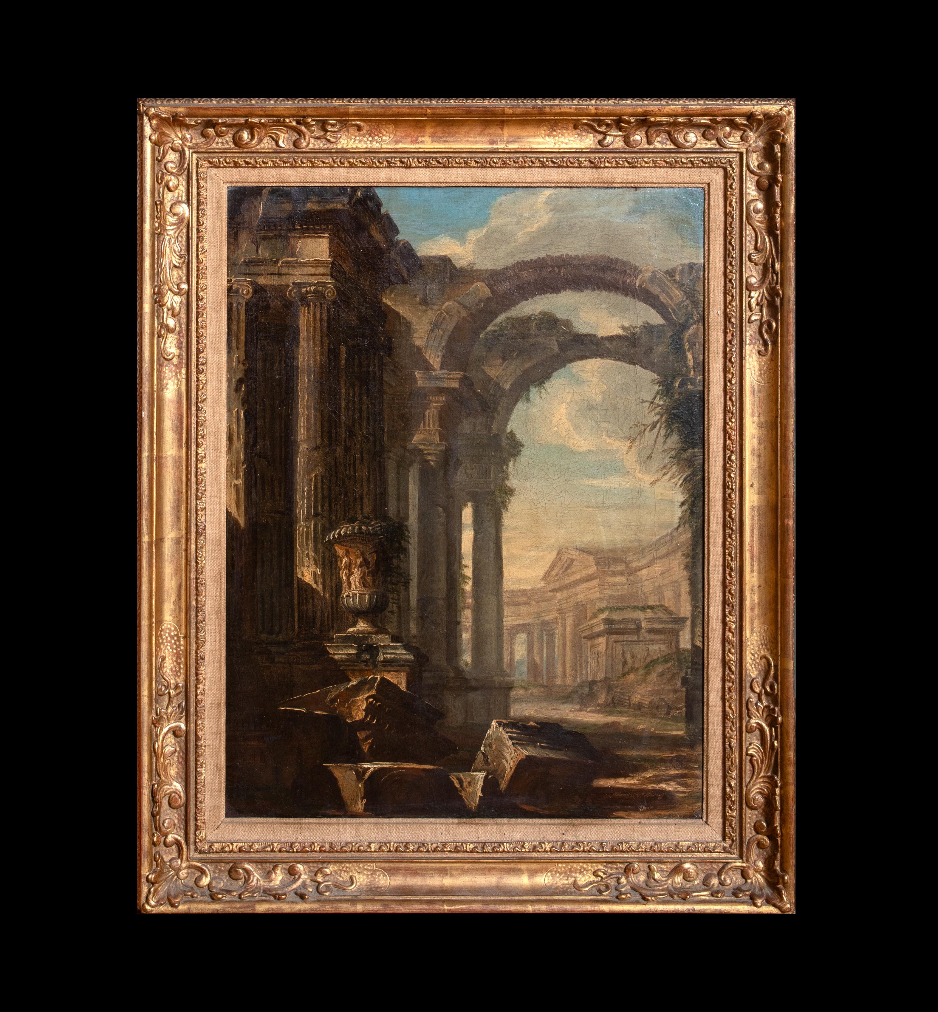 Ancient Roman Architectural Ruins, 18th Century  Giovanni Nicolas SERVANDONI - Painting by Unknown
