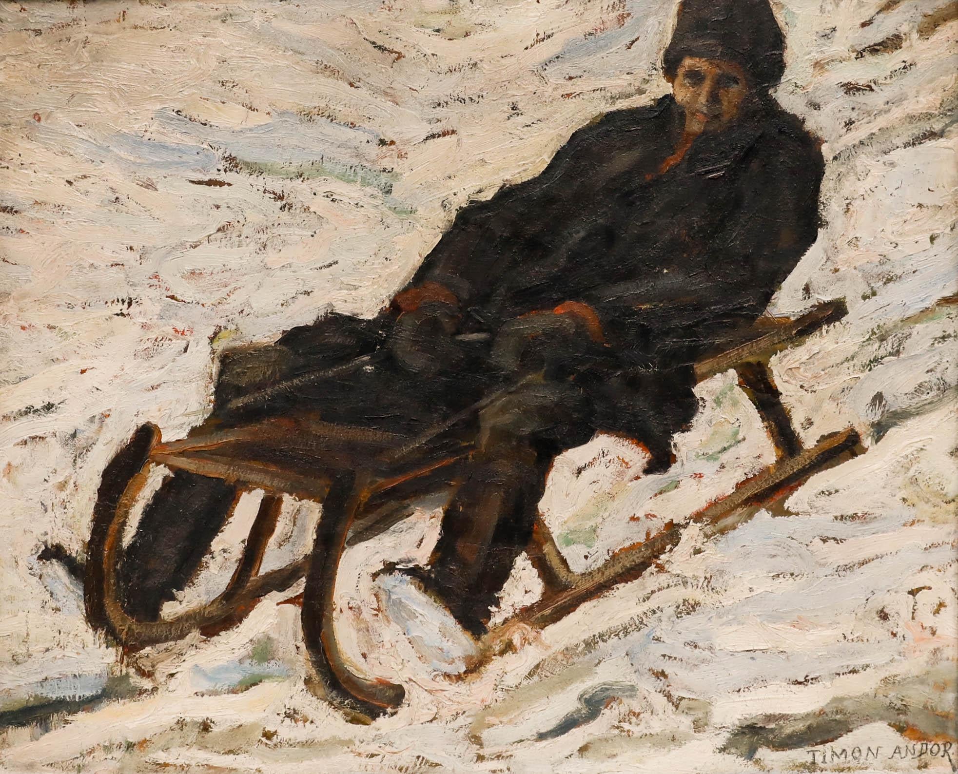 Andor Timon (1898-1942) - Early 20th Century Oil, The Sledger - Painting by Unknown