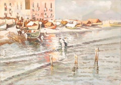 Andre Casabonne (1922-1950) - Mid 20th Century Oil, Mediterranean Harbour