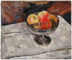 Andre-Leon Vivrel (1886-1976) - Mid 20th Century Oil, Apples in a Silver Bowl