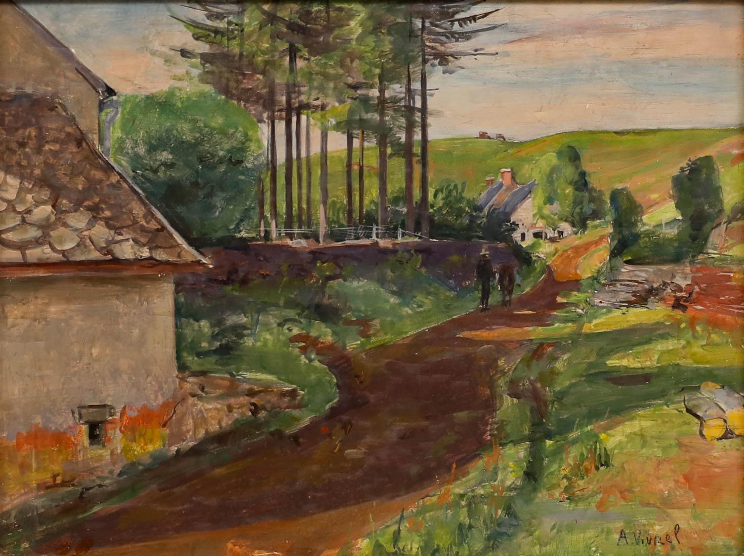Andre-Leon Vivrel (1886-1976) - Mid 20th Century Oil, French Farmland - Painting by Unknown