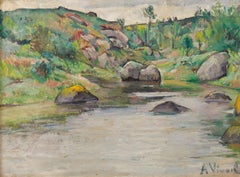 Andre-Leon Vivrel (1886-1976) - Mid 20th Century Oil, River Bend