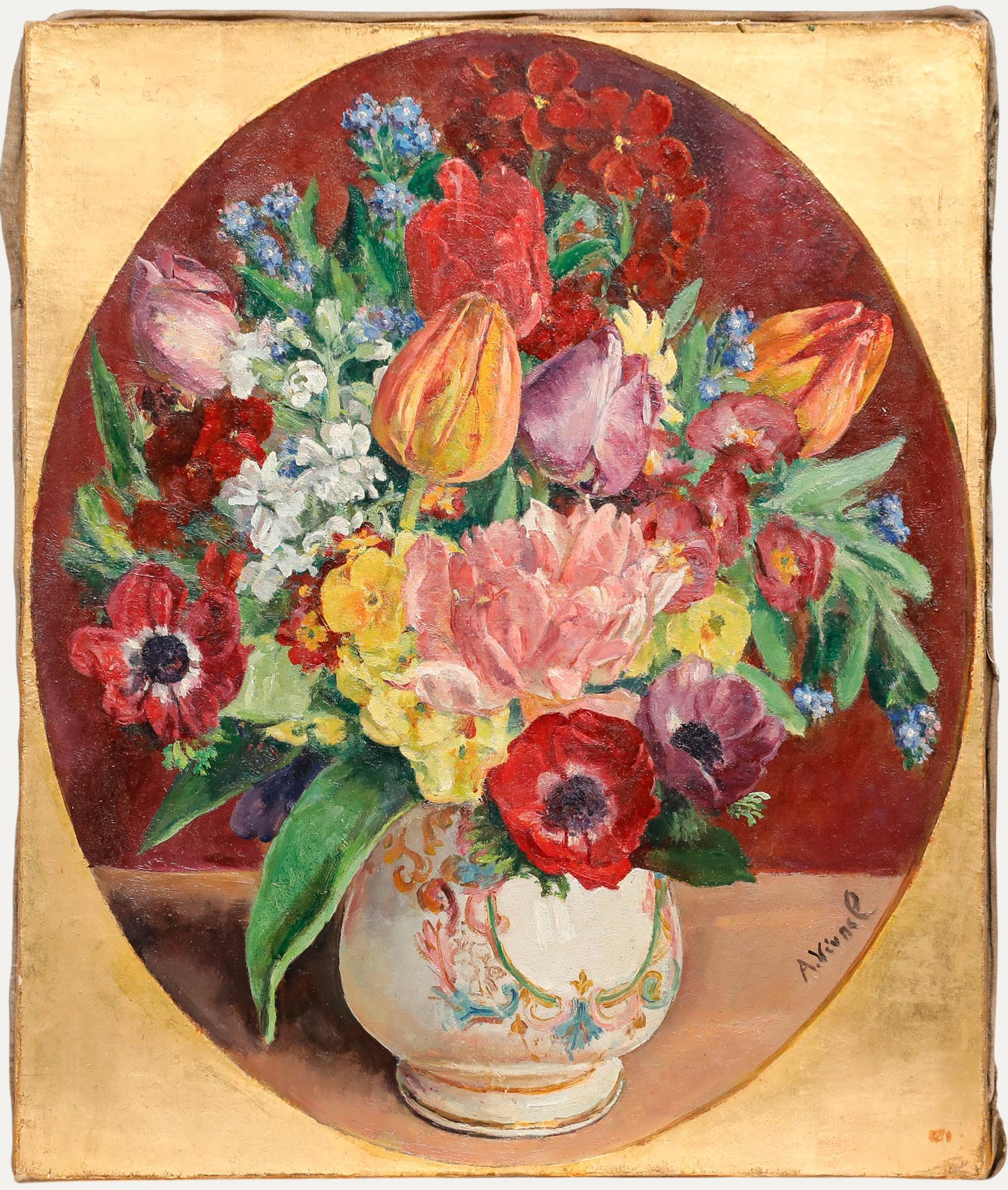 Andre-Leon Vivrel (1886-1976) - Öl aus der Mitte des 20. Jahrhunderts, Tulpen und Anemonen