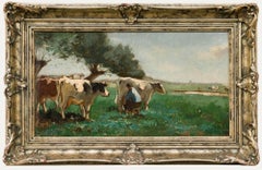 Antique Andries Verluer (1876-1953) - Dutch School Oil, Cows in a Landscape