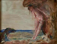 Andromeda Chained To Rock" Oil on Board 7 5/8 x 9 1/4   Book illustration