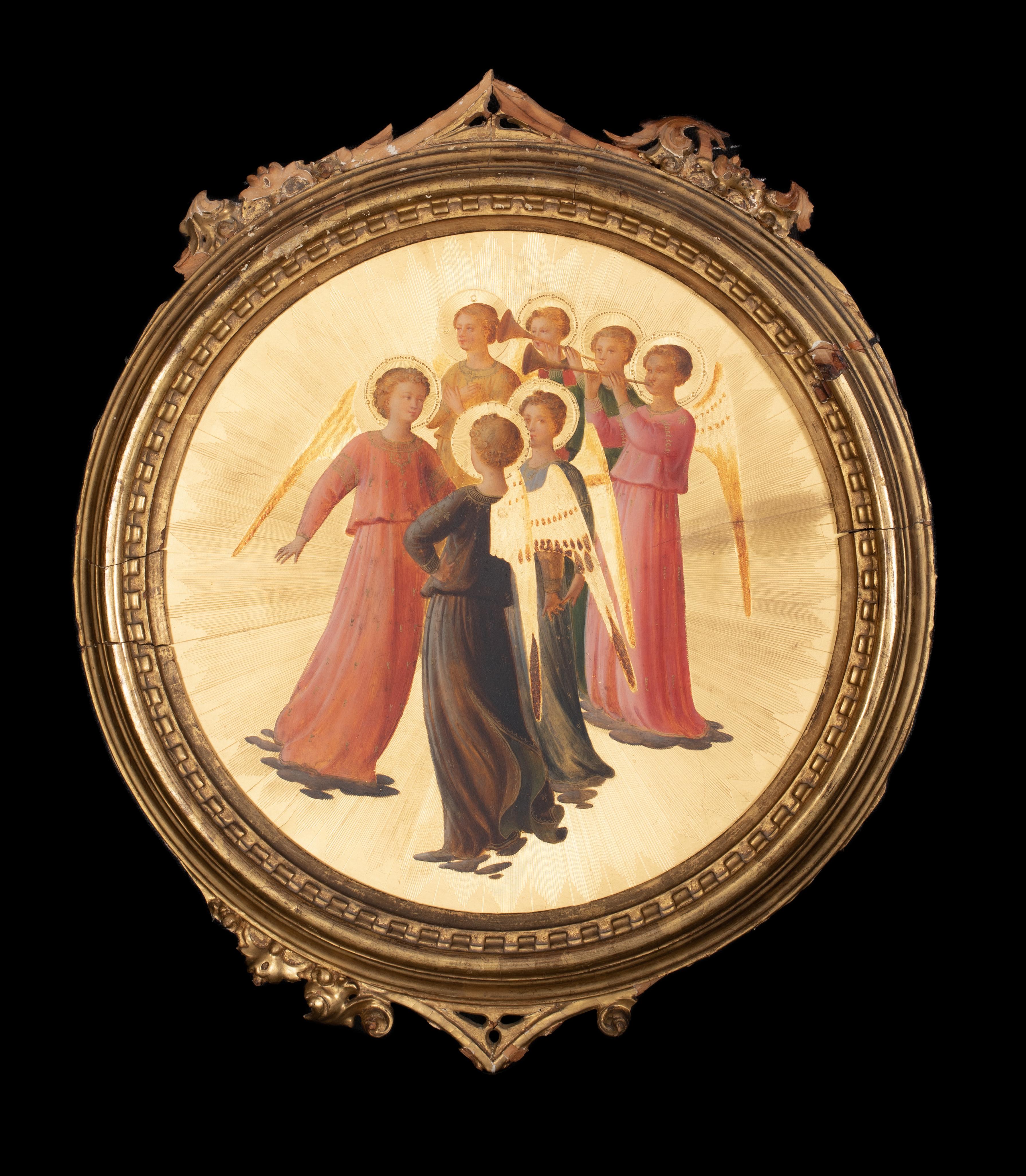 Angels Playing Trumpets, style of FRA ANGELICO (1395-1455) - Painting by Unknown