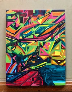Angular Revelation, Abstract Geometric Day Glo Street Art Graffiti Painting