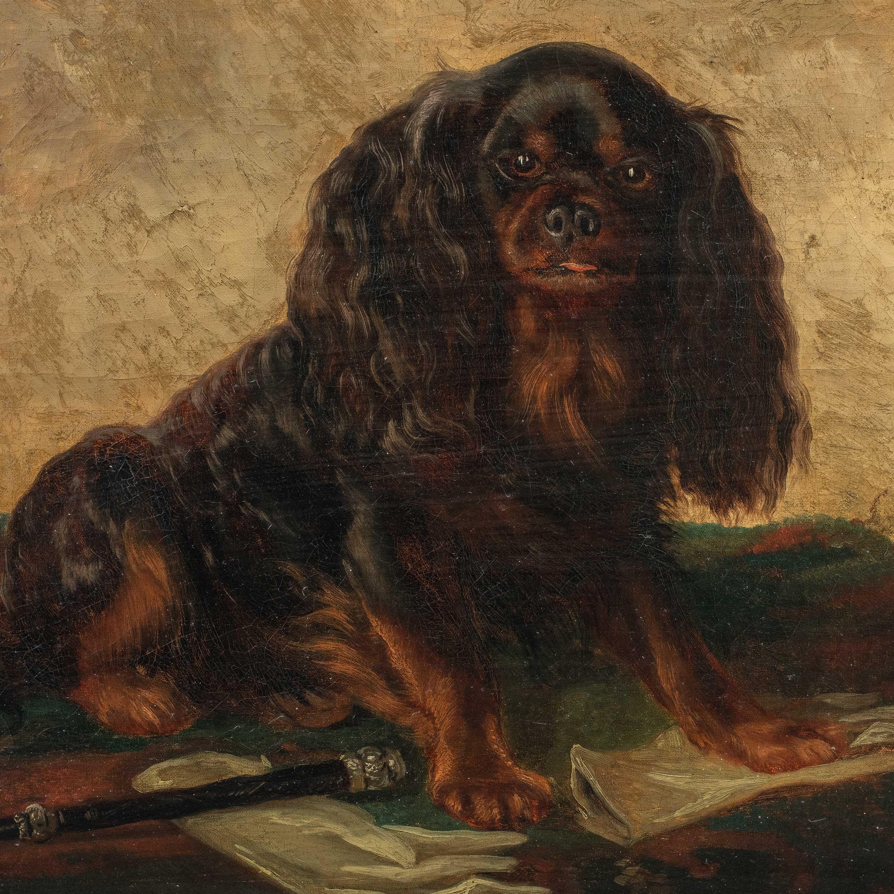 Animalier pittore britannico - Dipinti di cani del XIX secolo - Charles Cavalier Spaniel - Painting di Unknown