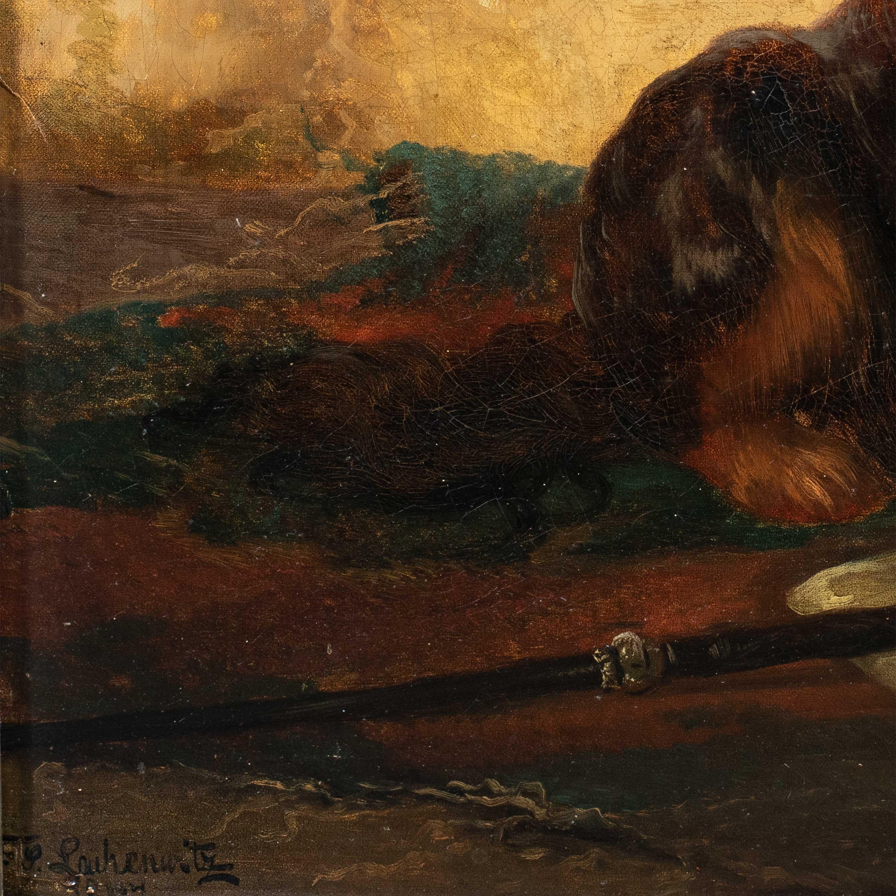 Animalier British painter - 19th century dog painting - Charles Cavalier Spaniel - Naturalistic Painting by Unknown