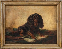 Animalier pintor británico - pintura de perros del siglo XIX - Charles Cavalier Spaniel