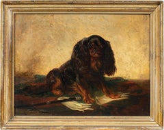 Animalier British painter - 19th century dog painting - Charles Cavalier Spaniel