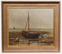 Anita Van Damme (n.1933) - Óleo enmarcado de mediados del siglo XX, La orilla