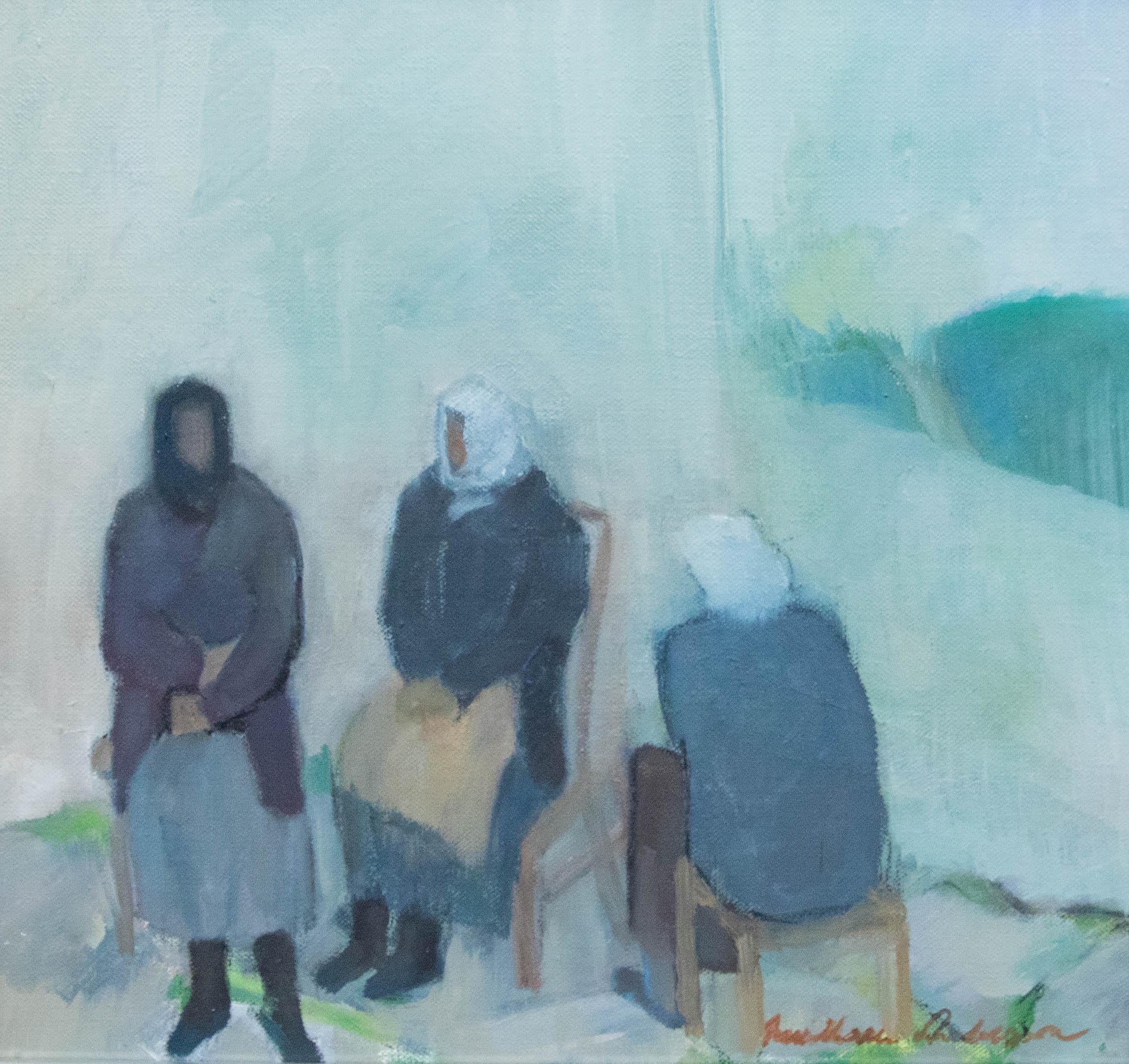 Anne-Marie Anderson - Olio del XX secolo con cornice, Tre donne greche - Painting di Unknown