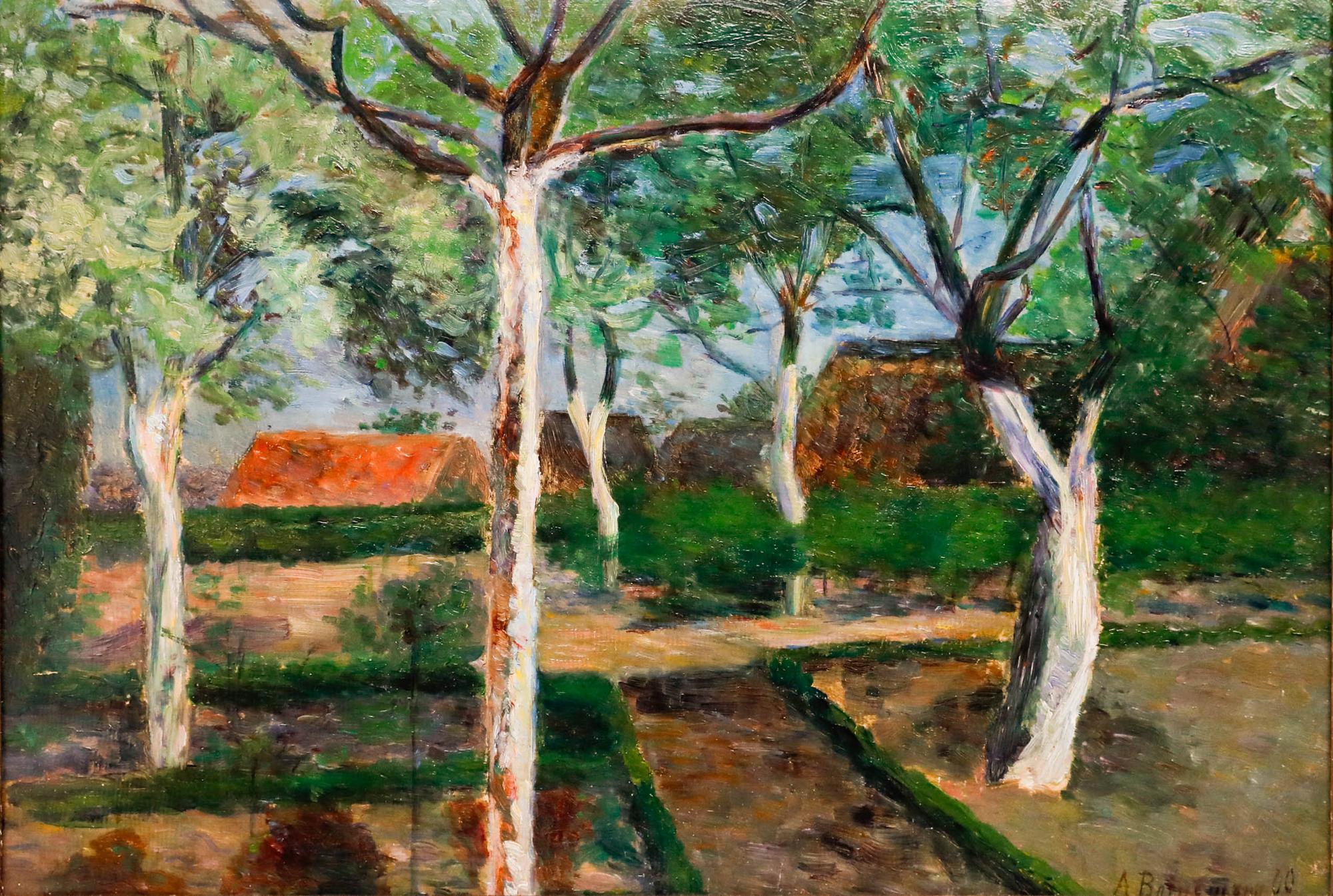 Anna Bornemann (1874-1956) - 1900 Olio, Veduta del giardino - Painting di Unknown