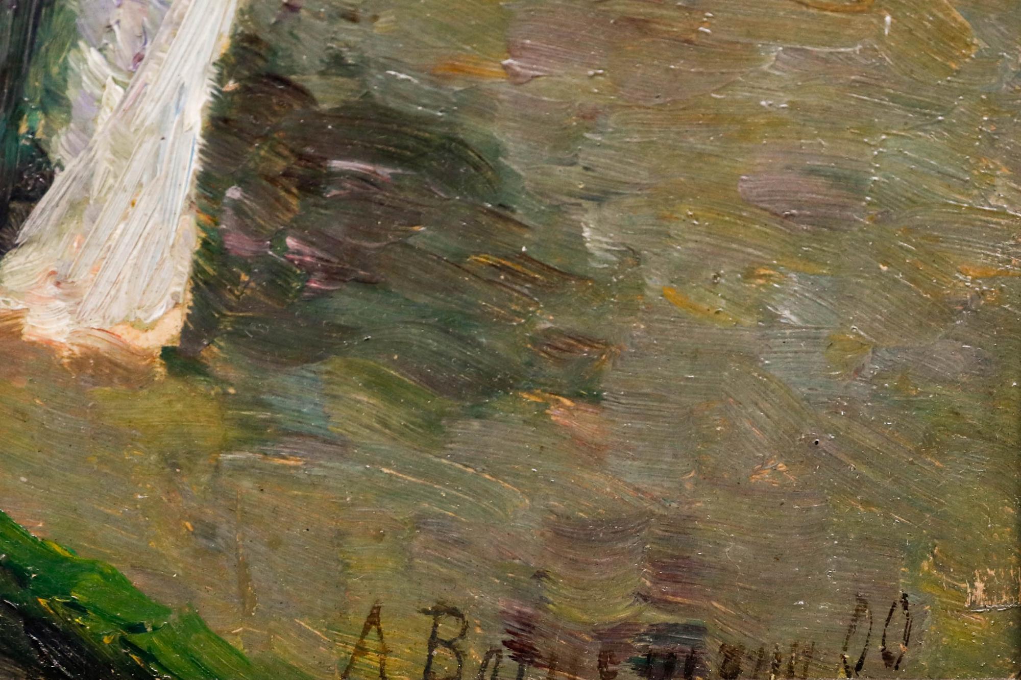 Anna Bornemann (1874-1956) - 1900 Olio, Veduta del giardino in vendita 1