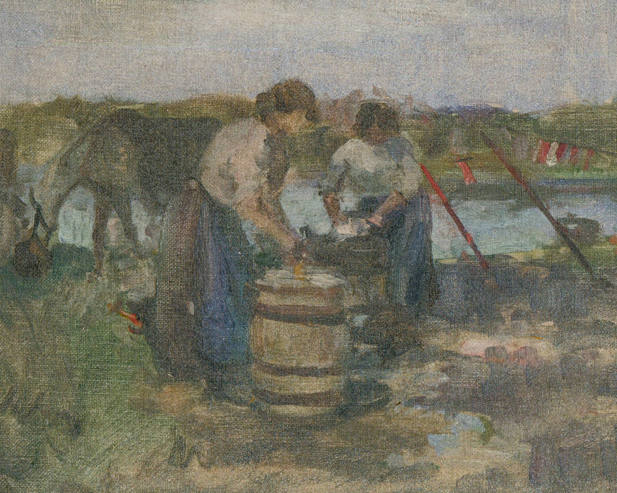Anna Dixon (1873-1959)  - Encadrée, début du 20e siècle, huile sur le thème du beurre - Painting de Unknown