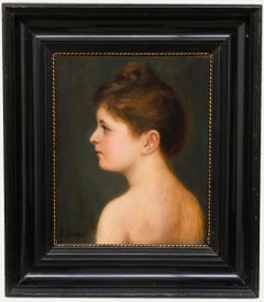 Anna Hillermann - Framed Early 20th Century Oil, Portrait of a Young Woman