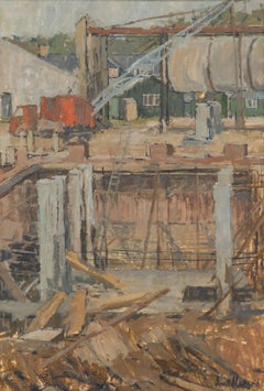 Anna Maitland - Modern British 20th Century Oil, Early Morning on Site
