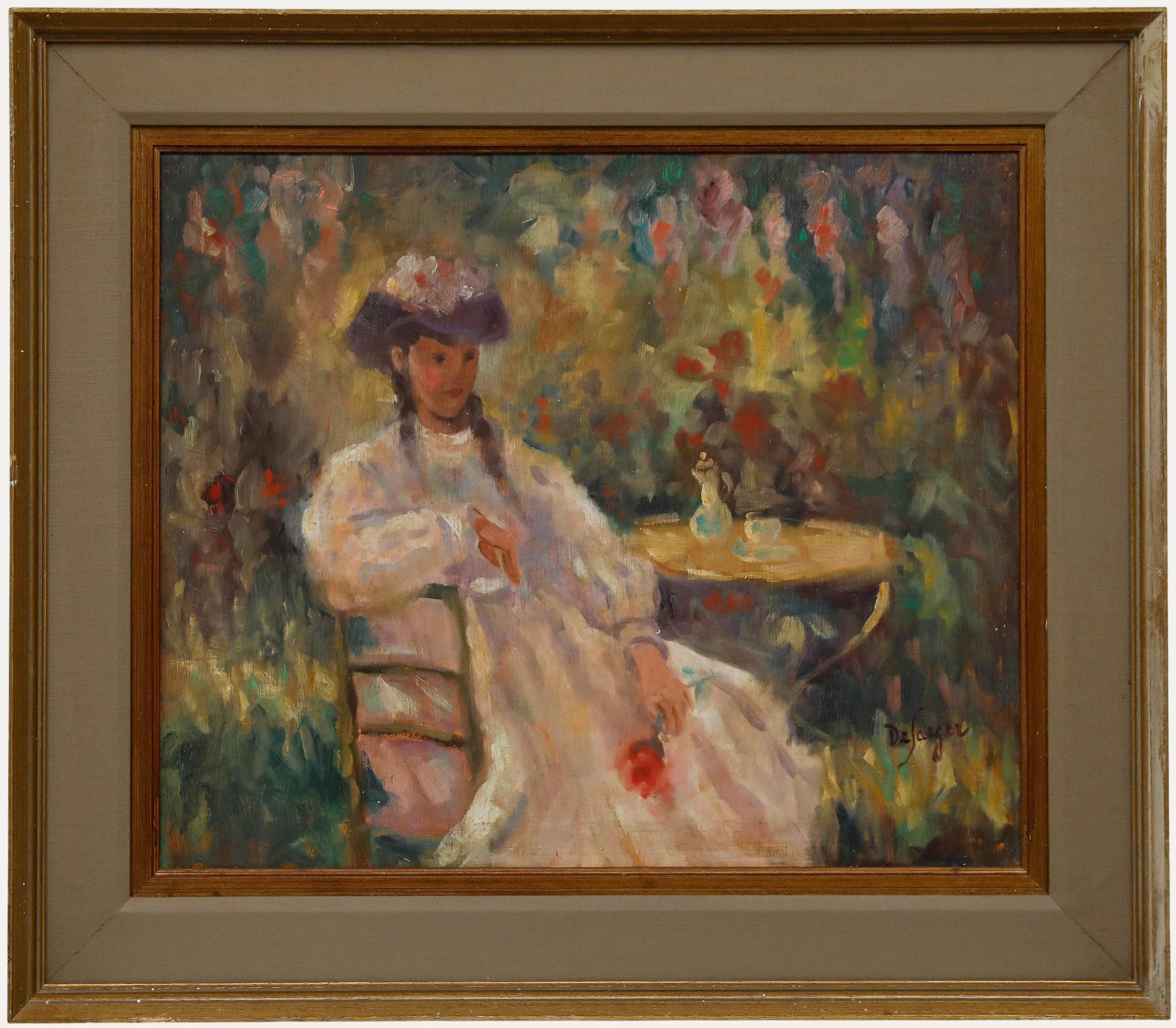 Anna-Maria De Saeger (b.1947) - 20th Century Oil, Lady in the Garden