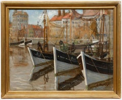 Anne Berty - Olio della metà del XX secolo, Barche da pesca di Ostenda