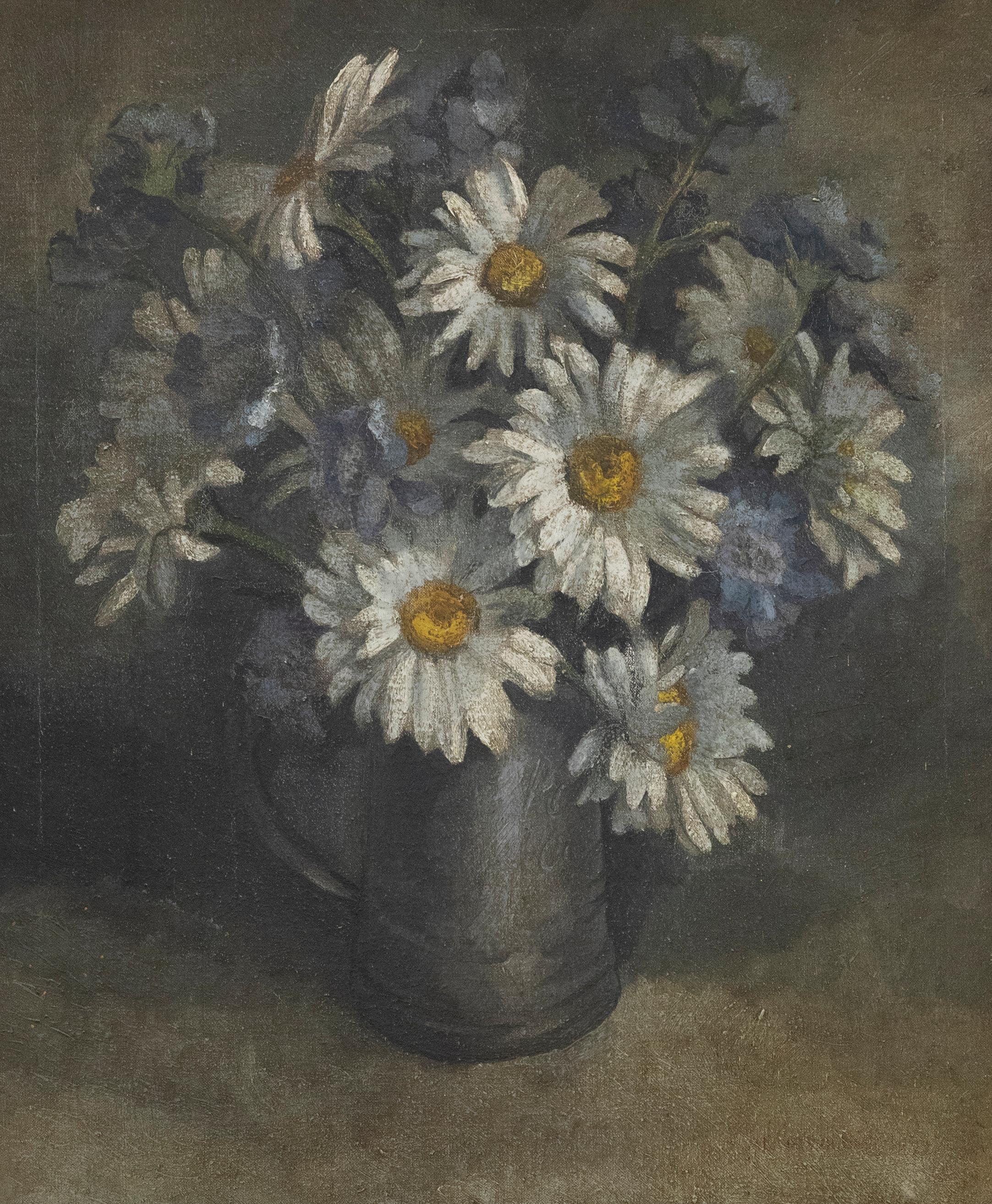 Anne Wildman - Óleo enmarcado de mediados del siglo XX, Naturaleza muerta, No margaritas - Painting de Unknown