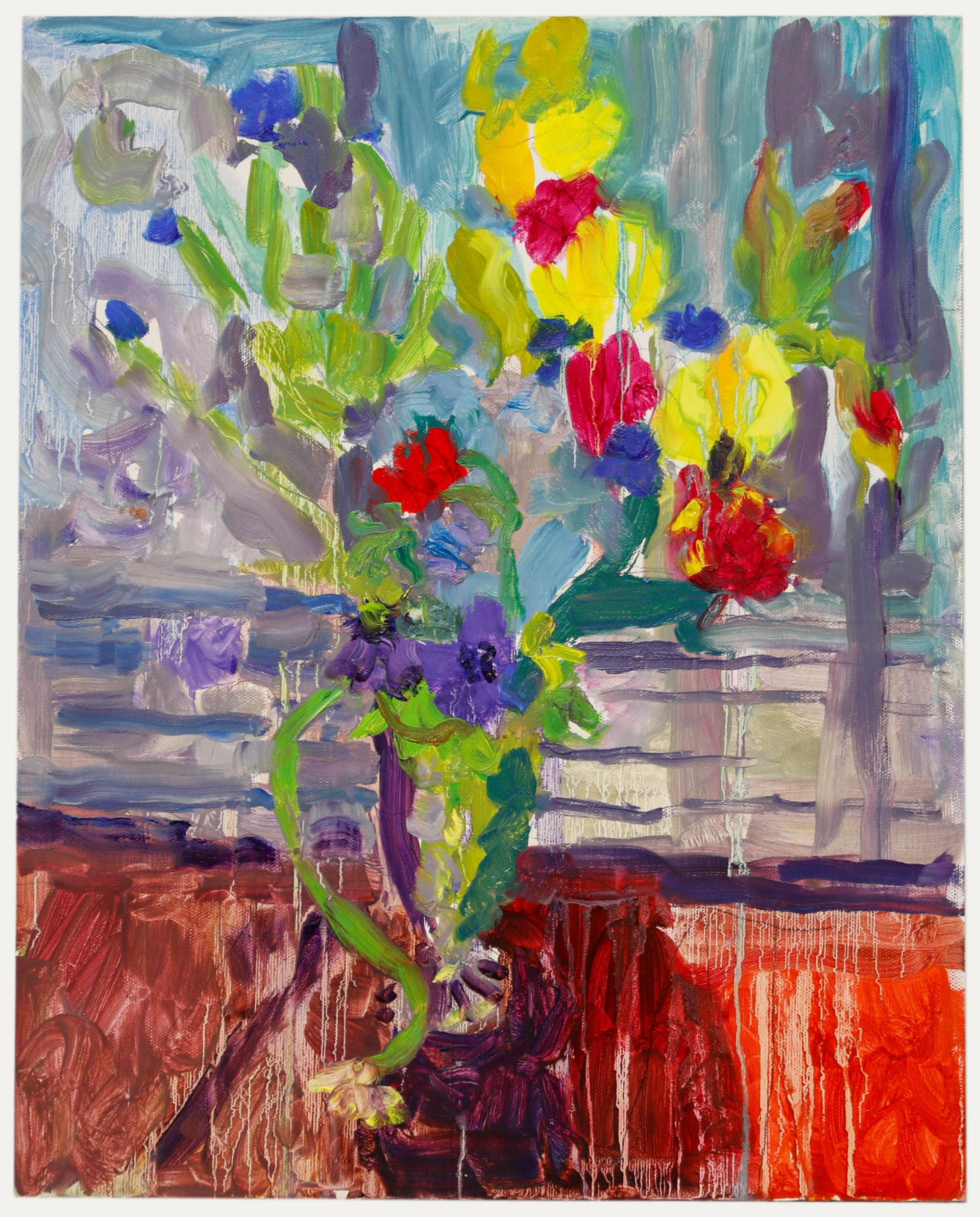 Still-Life Painting de Unknown - Annelise Firth (n.1961) - Óleo contemporáneo, Un jarrón de flores de jardín