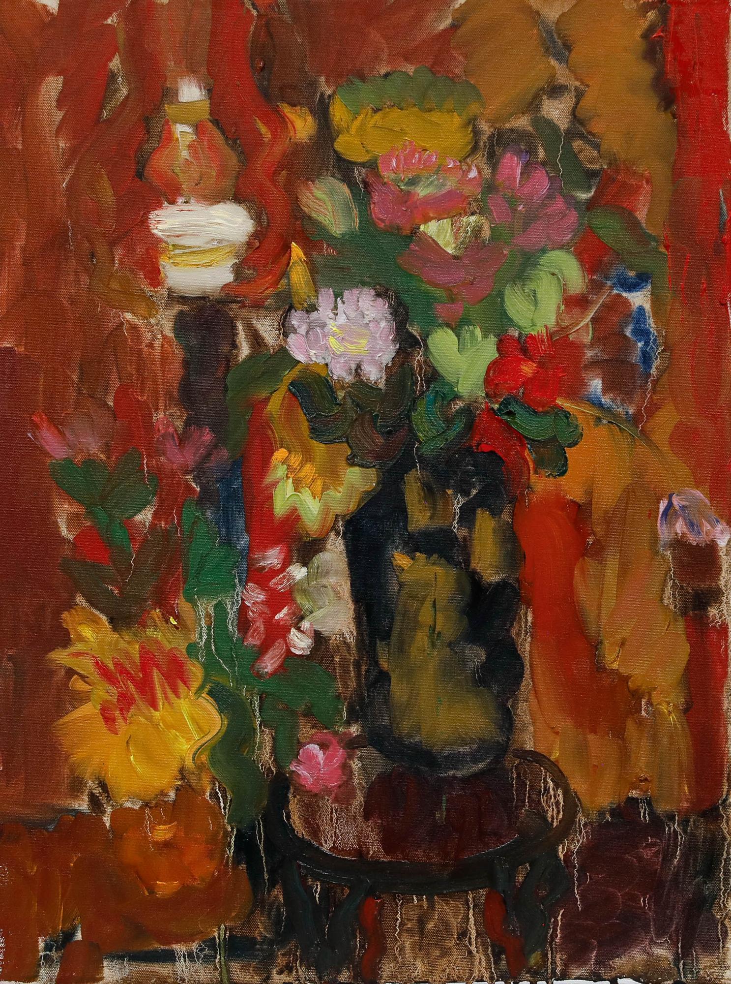 Annelise Firth (b.1961) - Contemporary Oil, Bouquet in Lamplight - Painting by Unknown