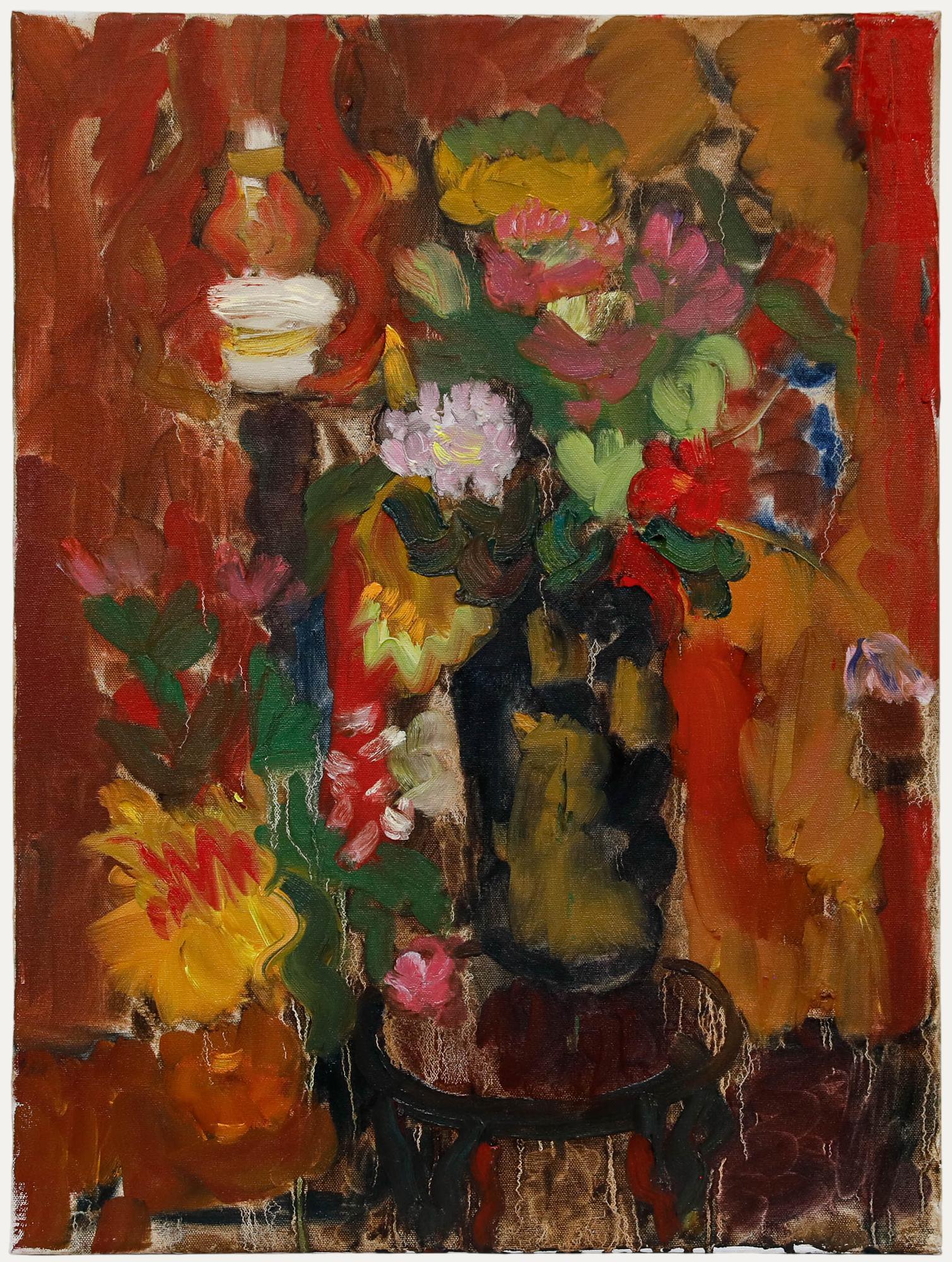 Unknown Still-Life Painting - Annelise Firth (b.1961) - Contemporary Oil, Bouquet in Lamplight