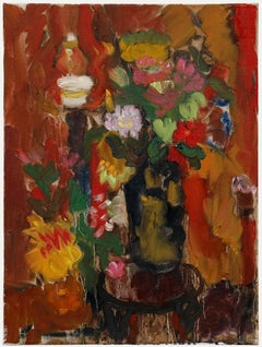 Annelise Firth (b.1961) - Contemporary Oil, Bouquet in Lamplight