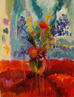 Annelise Firth (geb. 1961) - Contemporary Oil, Pfingstrosen und Rittersporn