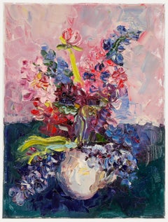 Annelise Firth (nata nel 1961) - Olio contemporaneo, Giacinti rosa e blu