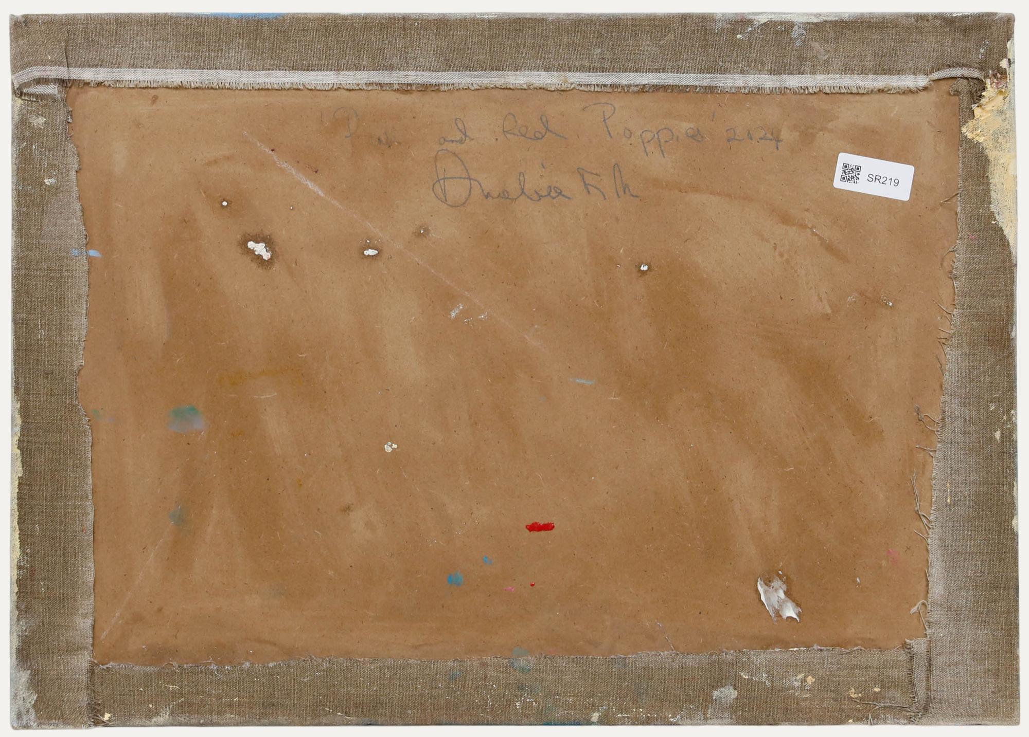 Annelise Firth (geb. 1961) - Zeitgenössisches Öl, Rosa und rote Mohnblumen (Blau), Still-Life Painting, von Unknown