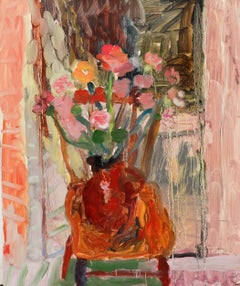 Annelise Firth (b.1961) - Contemporary Oil, Wooden Chair with Pink Flowers
