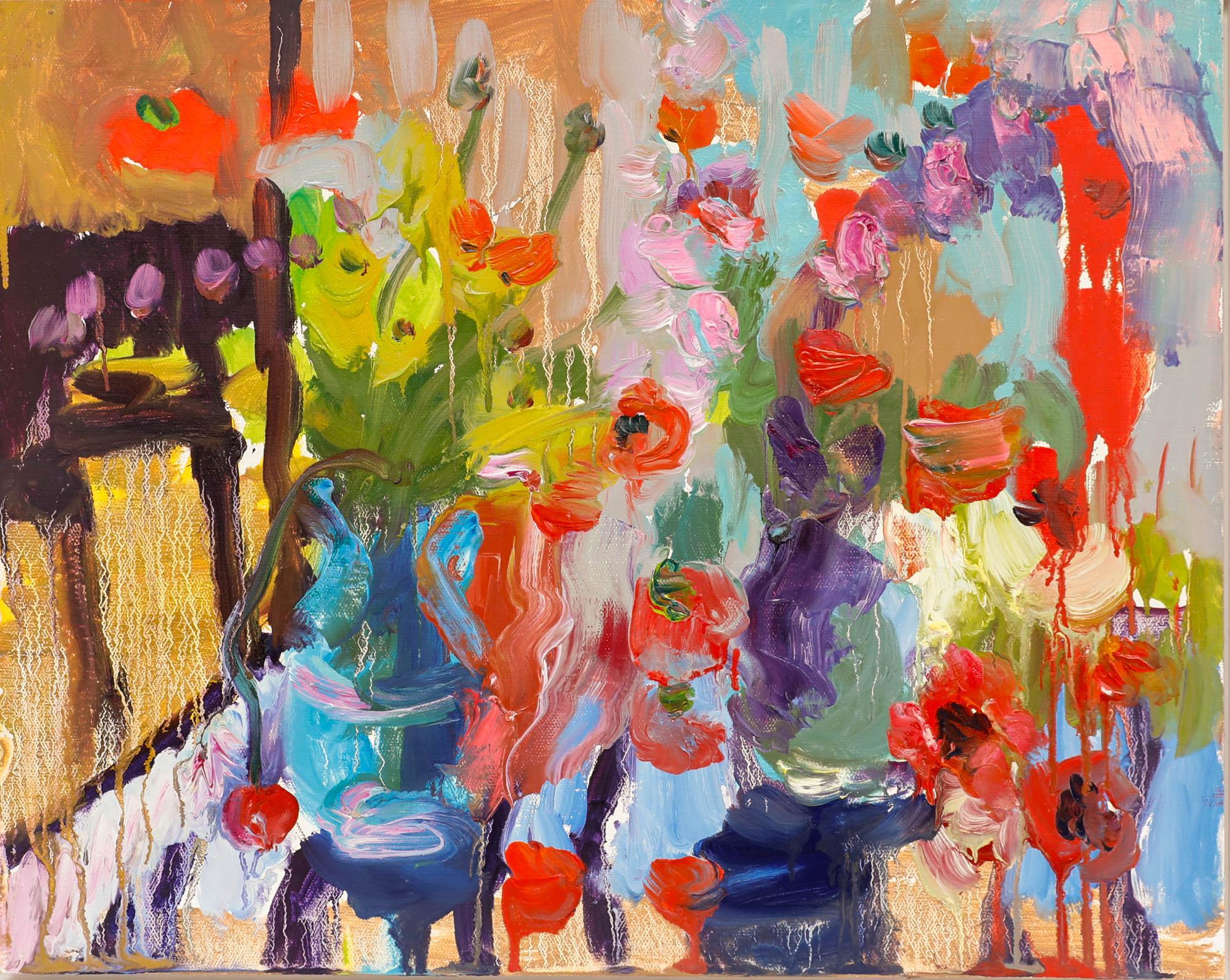 Annelise Firth (geb. 1961) - Gerahmtes zeitgenössisches Öl, Mohnblumen – Painting von Unknown