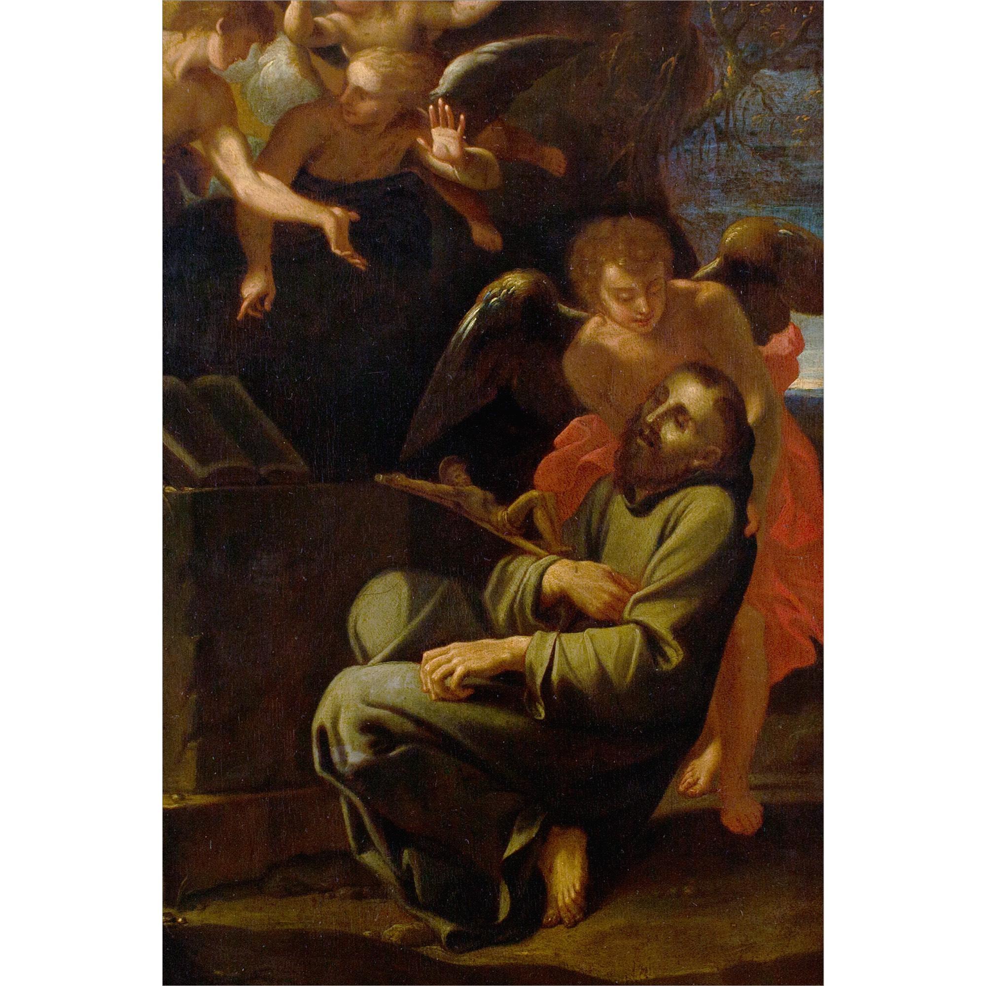 Annibale Carracci (Scuola), San Francesco d'Assisi in estasi, Antico Maestro - Painting di Unknown