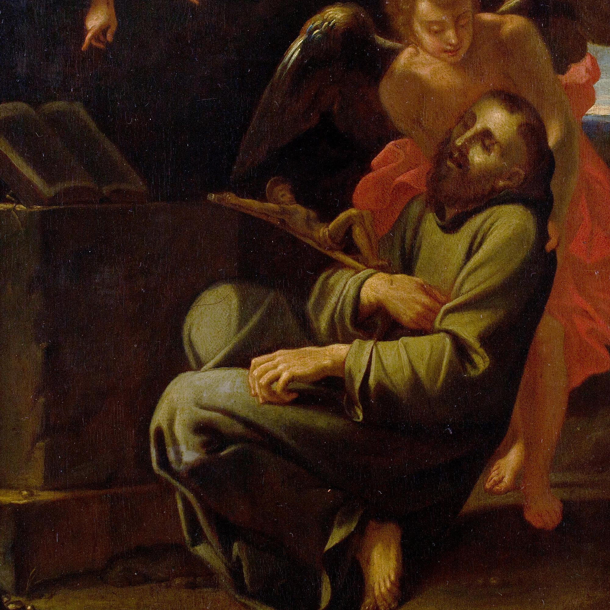 Questo notevole olio su tavola dell'inizio del XVII secolo raffigura la morte di San Francesco d'Assisi. Si rifà a un dipinto perduto di Annibale Carracci (1560-1609) ed è collegato ad altre tre copie, conservate in collezioni museali. Nato intorno