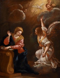 Annunciation Roman School 17th Century Paint Oil on canvas Old master Italy Art