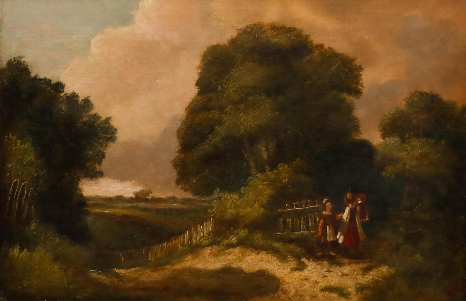 Anthony Sandys (1806-1883)- Gerahmtes Öl aus dem späten 19. Jahrhundert, Futtersuche in den Wäldern – Painting von Unknown