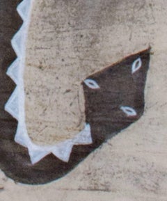 "Ancestral Figure, " Ink Painting on tree bark from native Taiwan