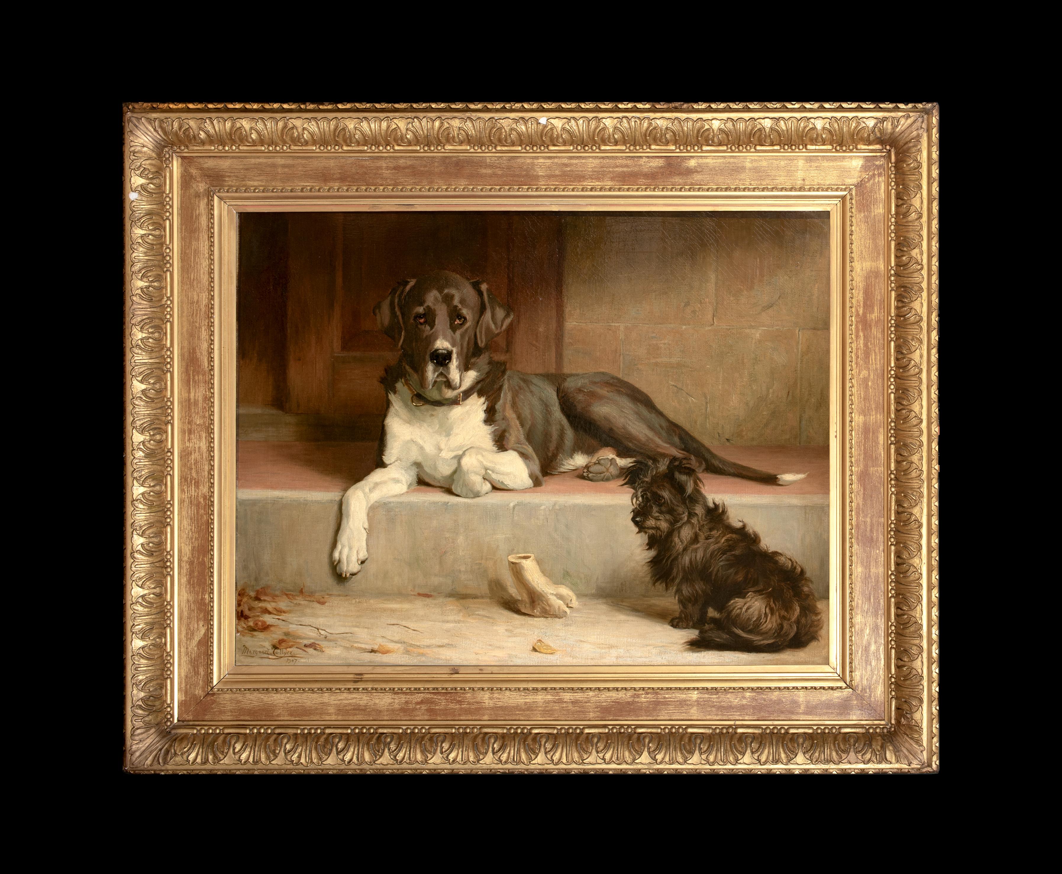 Anticipation, datiert 1907 von Margaret H. COLLYER (1872-1945) Großadler und Terrier – Painting von Unknown
