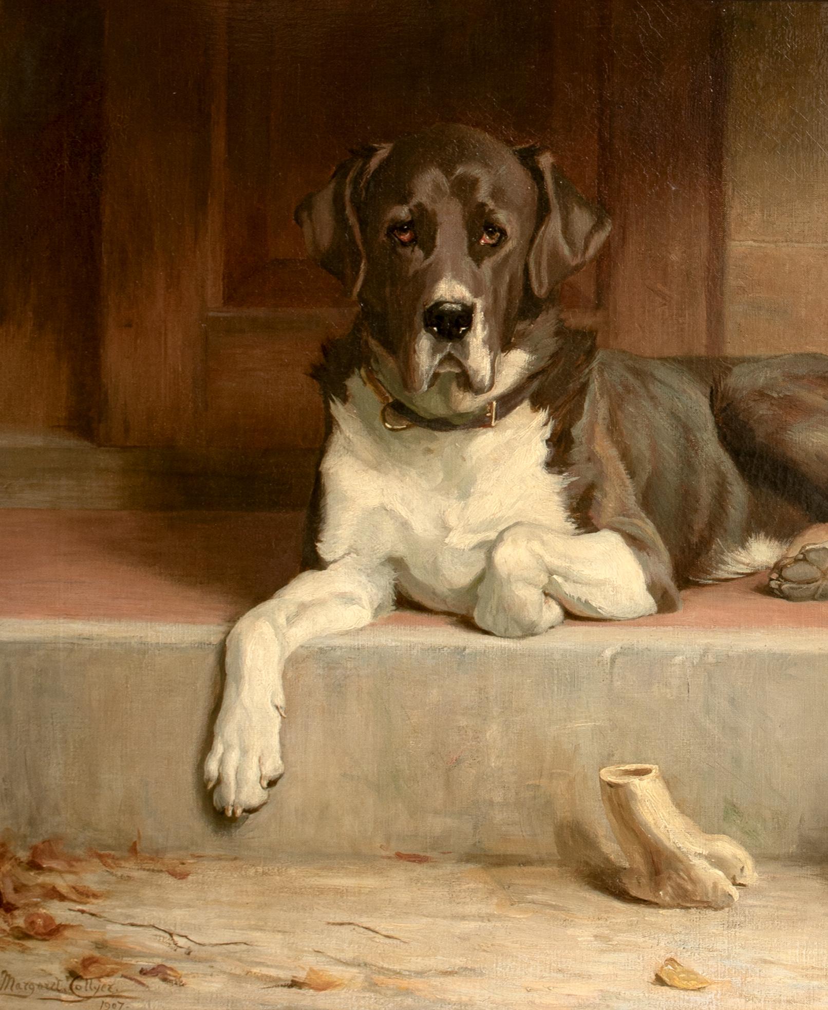 Anticipation, datiert 1907 von Margaret H. COLLYER (1872-1945) Großadler und Terrier im Angebot 2