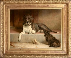 Anticipation, dated 1907 by Margaret H. COLLYER (1872-1945) Great Dane & Terrier