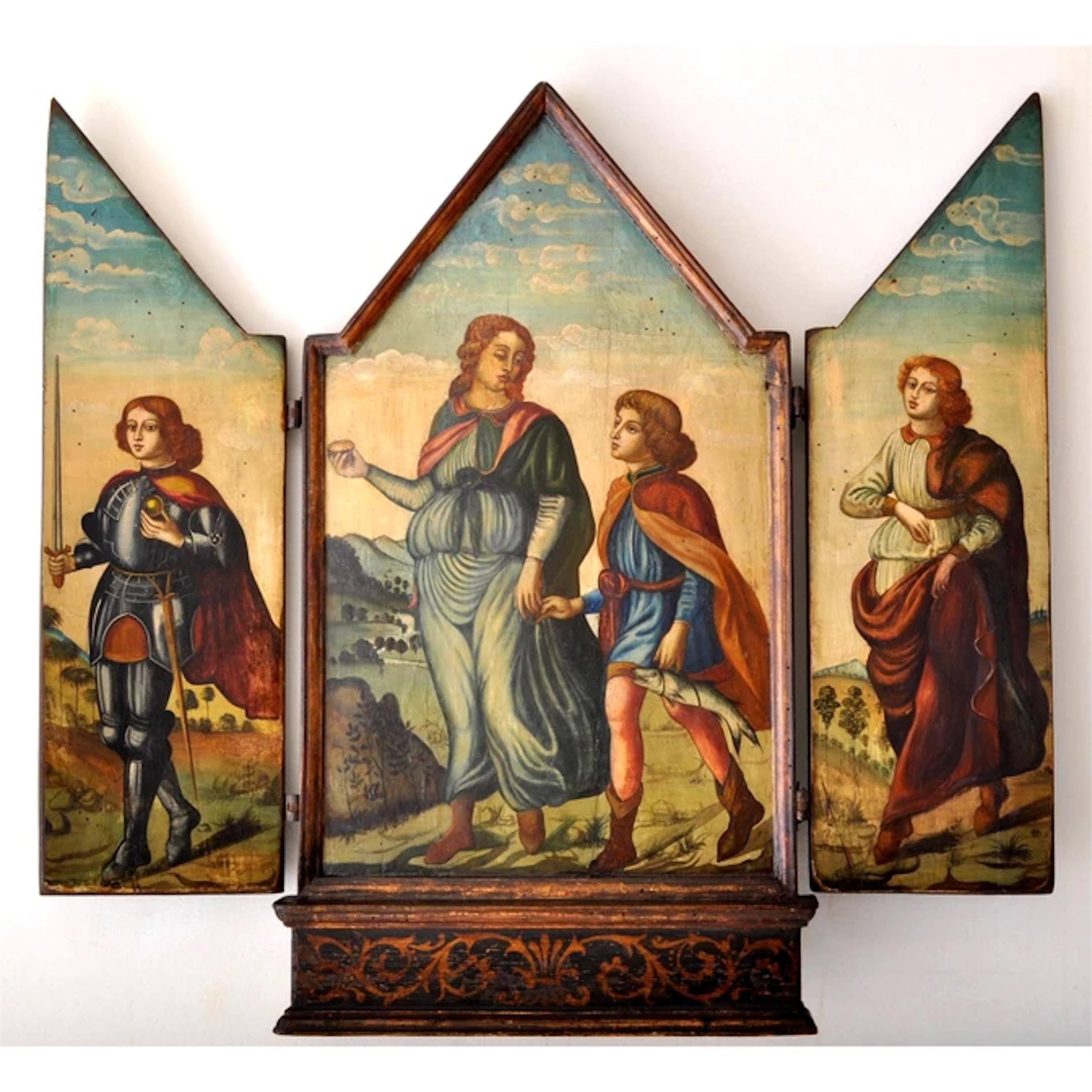 Unknown Figurative Painting - Antique 18th Century Flemish Netherlandish Religious Baroque Gilt Wood Triptych 