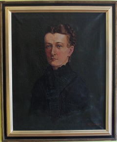 Antique 19 century Oil Painting on canvas, Female portrait, Signed, Framed